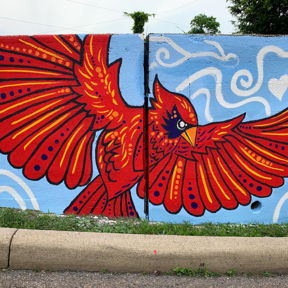 Hawk and Cardinals Mural