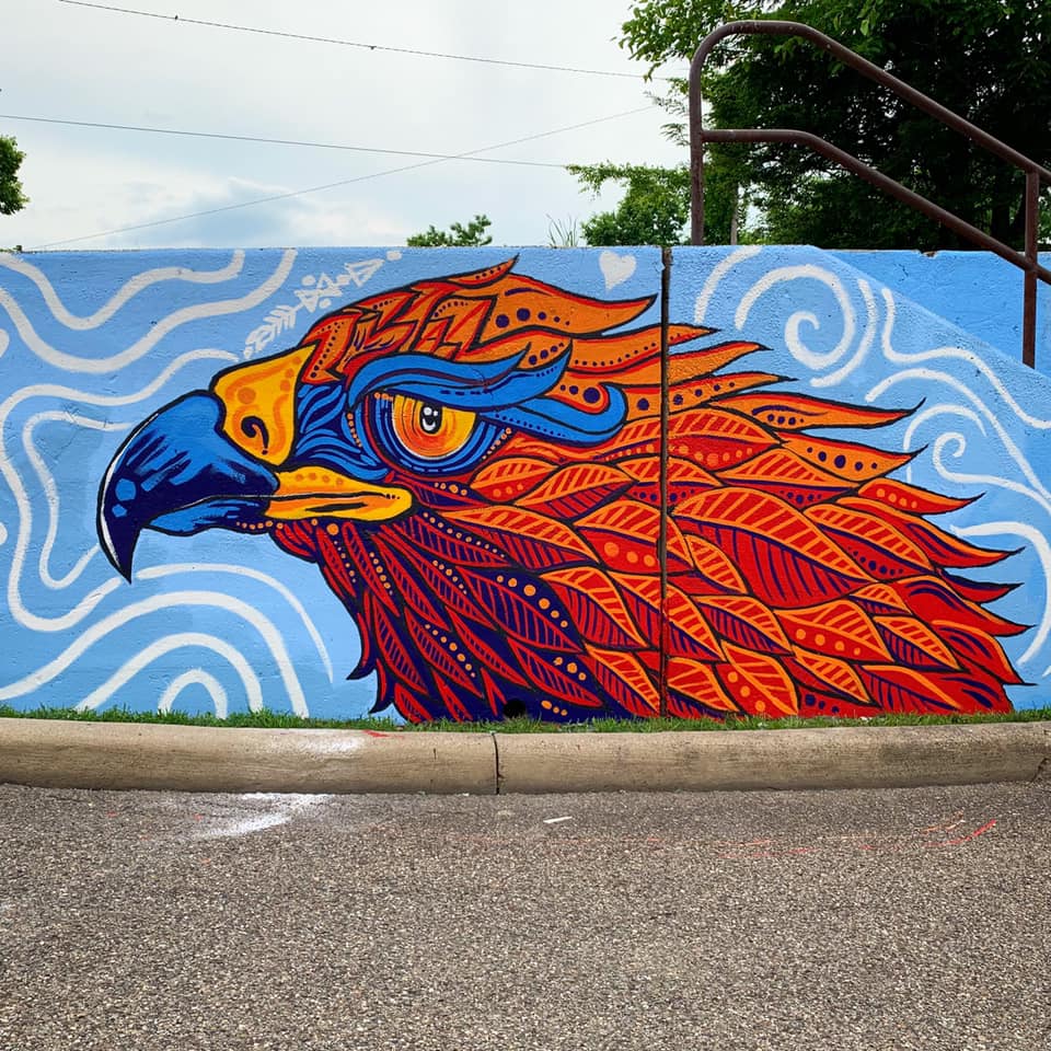 Hawk and Cardinals Mural